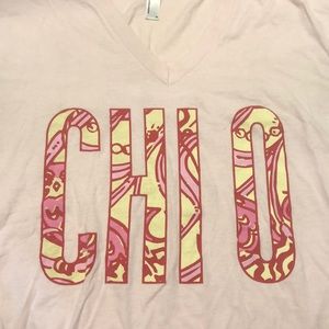 Chi Omega printed V neck